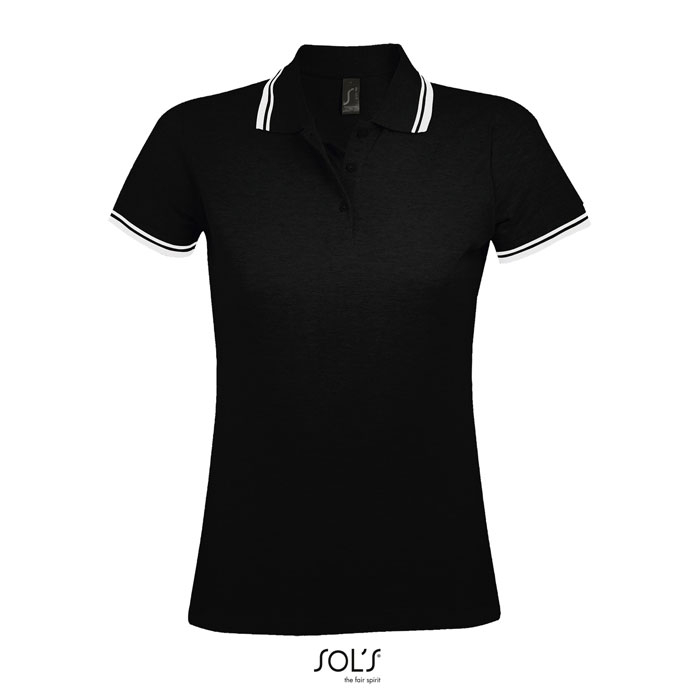Polo personnalisable femme 200g - Pasadena noir / blanc